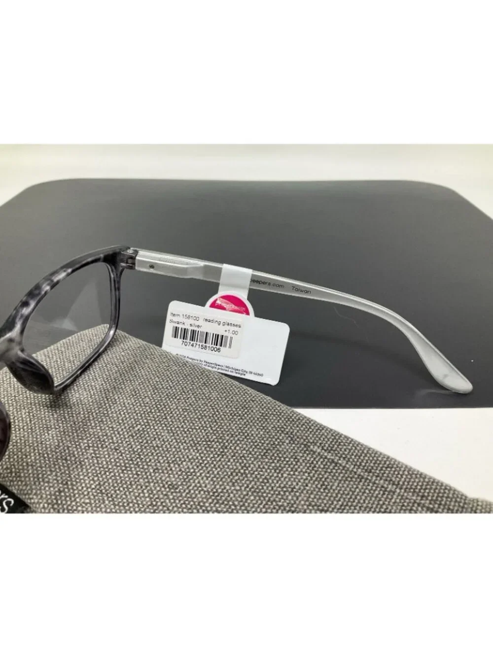 Peepers swank Readers +1.00 in Silver Tortoise Shell w Soft Case reading glasses